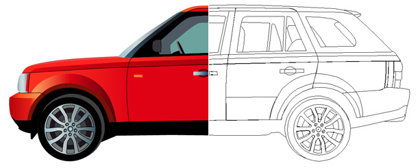 création d'une voiture rouge sur illustrator