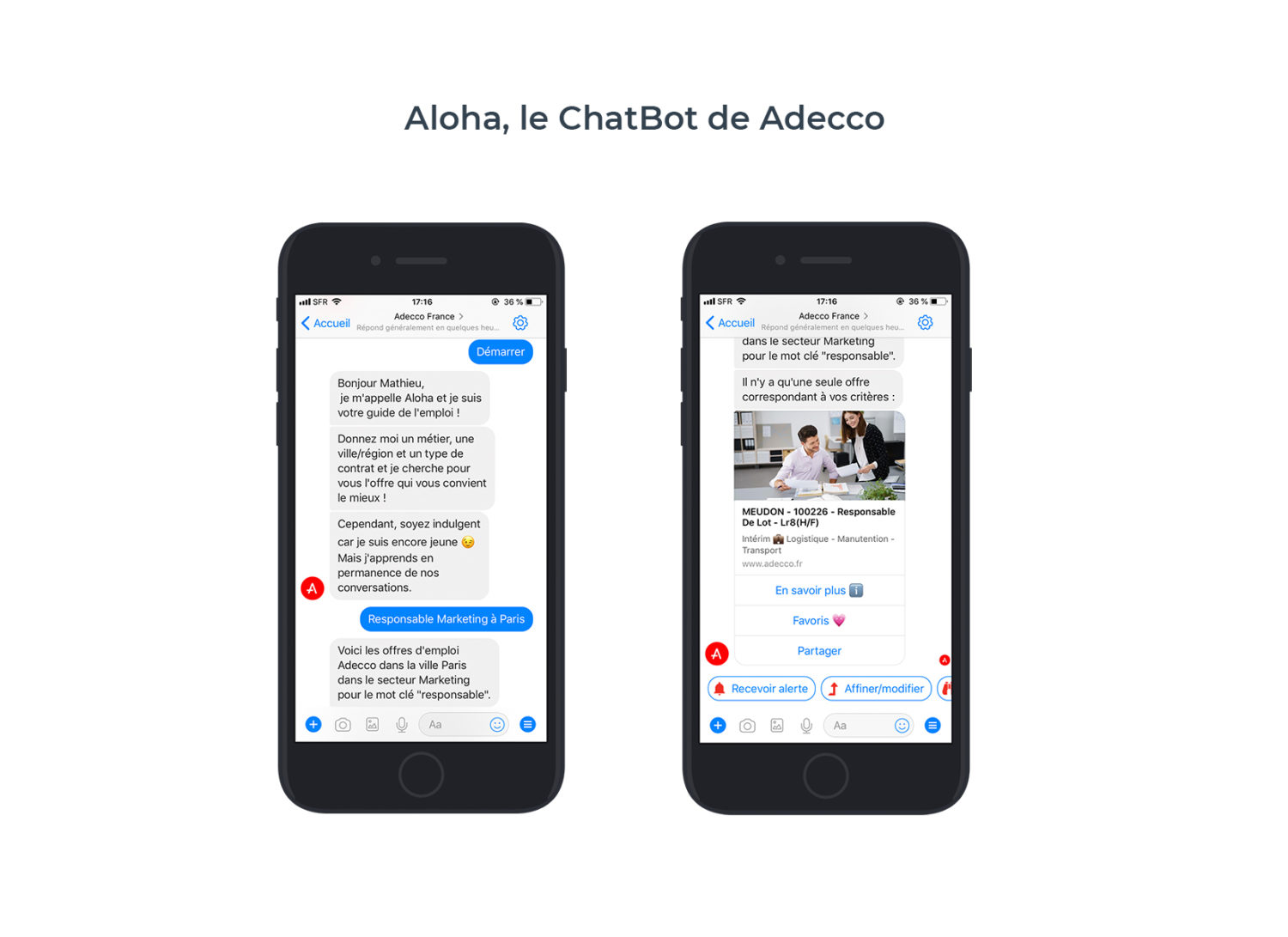 exemple chat bot de Adecco France